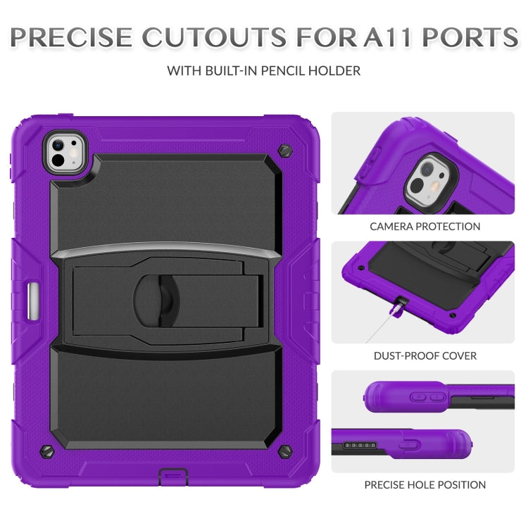 For iPad Pro 13 2024 Silicone Hydric PC Tablet Case with Shoulder Strap & Holder(Purple) - iPad Pro 13 2024 Cases by buy2fix | Online Shopping UK | buy2fix