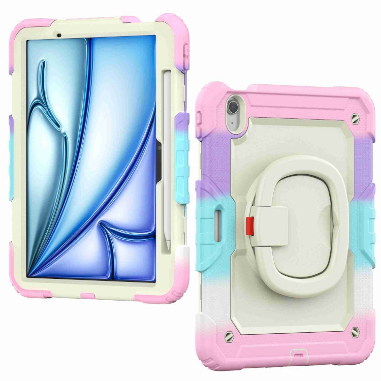 For iPad Air 11 2024 Handle Silicone Hydric PC Tablet Case with Shoulder Strap(Rainbow Pink) - iPad Air 11 2024 Cases by buy2fix | Online Shopping UK | buy2fix