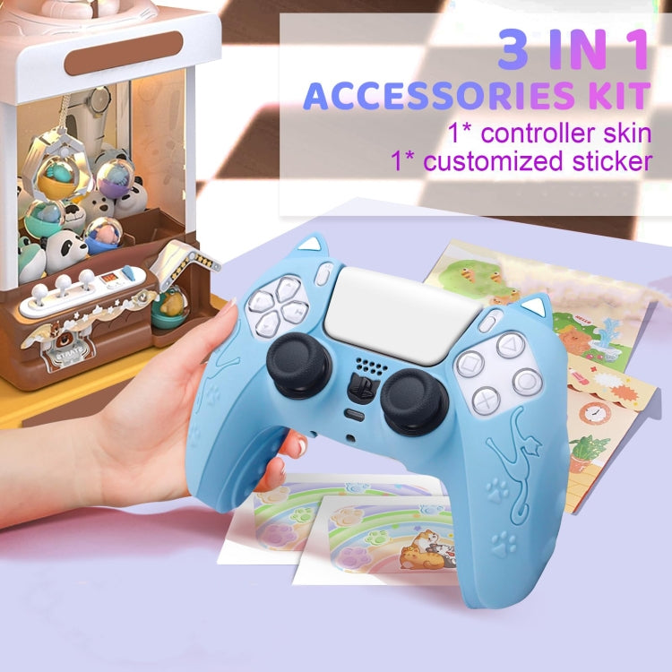 For Sony PS5 Cat Ear Shape Gamepad Silicone Protective Case(Blue) - Cases by buy2fix | Online Shopping UK | buy2fix