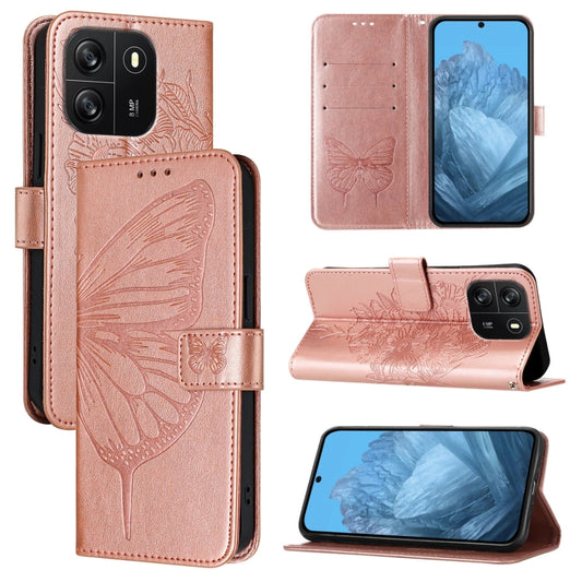 For Blackview Wave 6C Embossed Butterfly Leather Phone Case(Rose Gold) - More Brand by buy2fix | Online Shopping UK | buy2fix