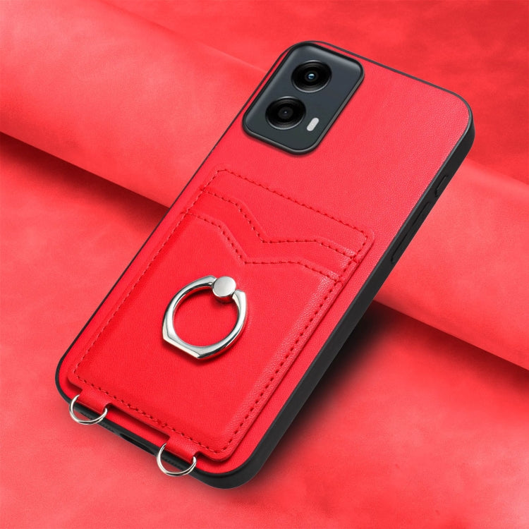 For Motorola Moto G Play 2024 5G R20 Ring Card Holder Phone Case(Red) - Motorola Cases by buy2fix | Online Shopping UK | buy2fix