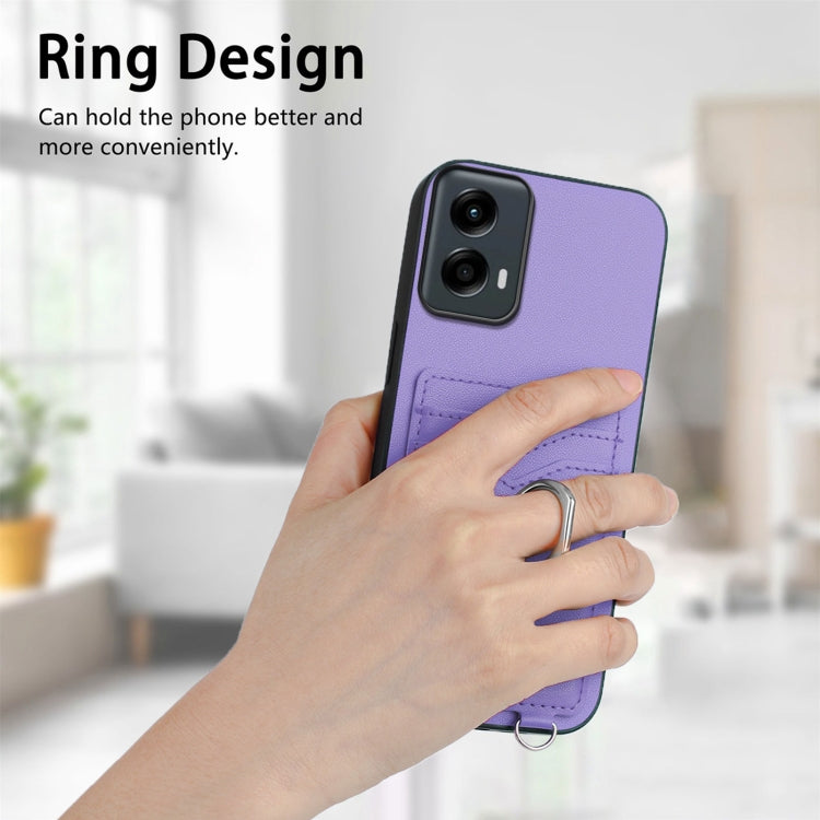 For Motorola Moto G Play 2024 5G R20 Ring Card Holder Phone Case(Purple) - Motorola Cases by buy2fix | Online Shopping UK | buy2fix