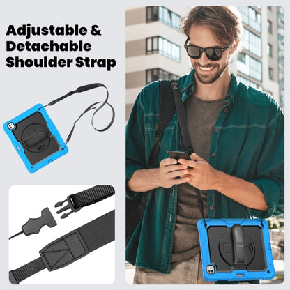 For iPad Pro 13 2024 Silicone Hybrid PC Tablet Case with Shoulder Strap(Black + Light Blue) - iPad Pro 13 2024 Cases by buy2fix | Online Shopping UK | buy2fix