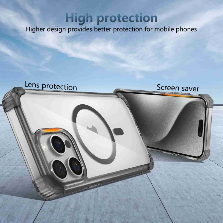 For iPhone 12 Transparent MagSafe Magnetic Phone Case(Black) - iPhone 12 / 12 Pro Cases by buy2fix | Online Shopping UK | buy2fix