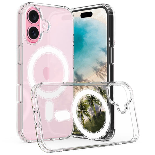 For iPhone 16 MagSafe Clear Acrylic PC Hybrid TPU Phone Case(Transparent) - iPhone 16 Cases by buy2fix | Online Shopping UK | buy2fix