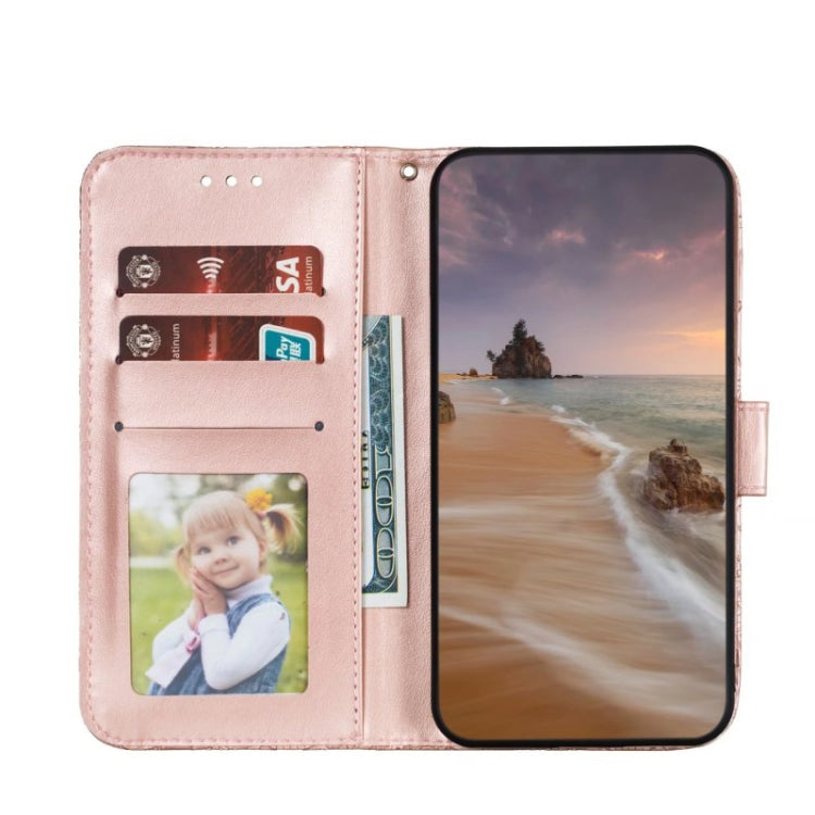 For Motorola Moto G Play 2024 Lace Flower Embossing Flip Leather Phone Case(Rose Gold) - Motorola Cases by buy2fix | Online Shopping UK | buy2fix