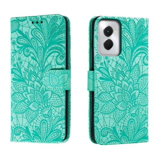 For Motorola Moto G Power 5G 2024 Lace Flower Embossing Flip Leather Phone Case(Green) - Motorola Cases by buy2fix | Online Shopping UK | buy2fix