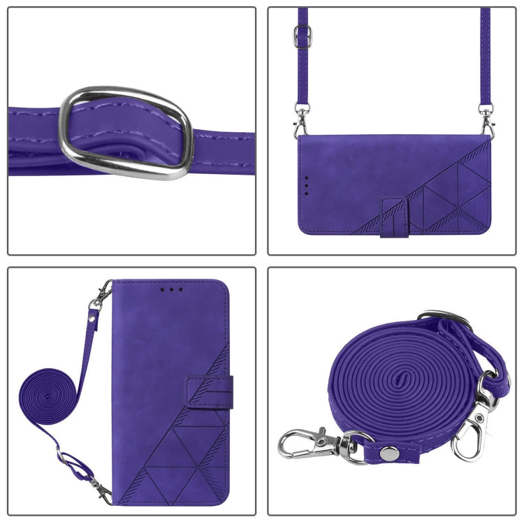 For Blackview A52 Crossbody 3D Embossed Flip Leather Phone Case(Purple) - More Brand by buy2fix | Online Shopping UK | buy2fix