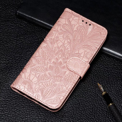 For OnePlus 12 Lace Flower Embossing Flip Leather Phone Case(Rose Gold) - OnePlus Cases by buy2fix | Online Shopping UK | buy2fix