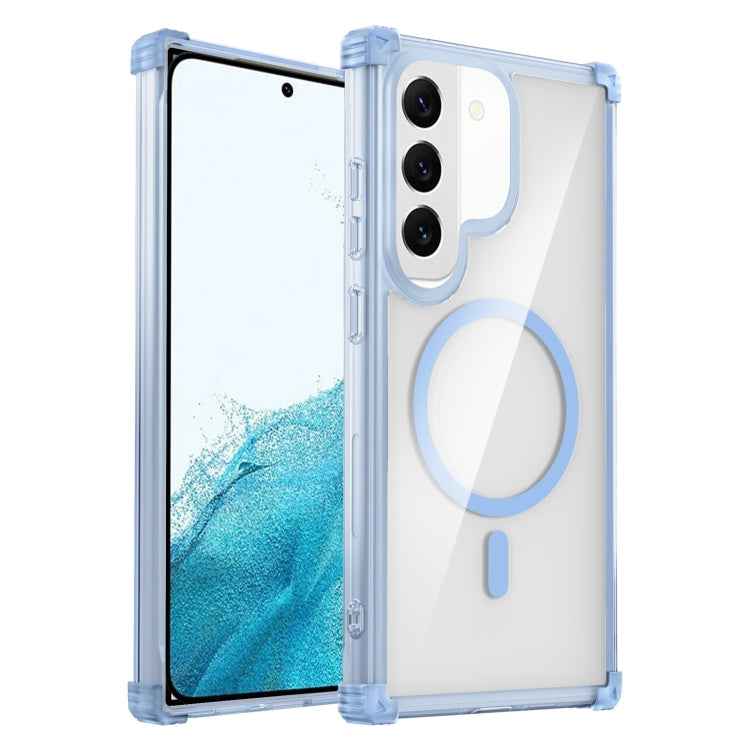 For Samsung Galaxy S22 5G Transparent MagSafe Magnetic Phone Case(Blue) - Galaxy S22 5G Cases by buy2fix | Online Shopping UK | buy2fix