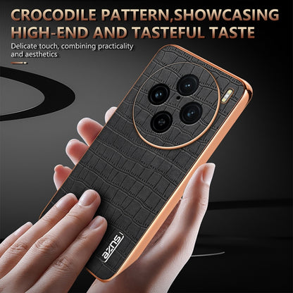 For vivo X100 Pro 5G / X100s Pro AZNS Electroplated Frame Crocodile Texture Full Coverage Phone Case(White) - X100 Pro Cases by AZNS | Online Shopping UK | buy2fix