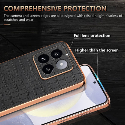 For Xiaomi 14 Pro AZNS Electroplated Frame Crocodile Texture Full Coverage Phone Case(Blue) - 14 Pro Cases by AZNS | Online Shopping UK | buy2fix