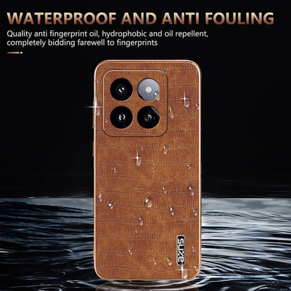 For Xiaomi 14 Pro AZNS Electroplated Frame Crocodile Texture Full Coverage Phone Case(Blue) - 14 Pro Cases by AZNS | Online Shopping UK | buy2fix