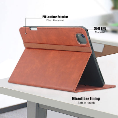 For iPad Air 11 2024 / Pro 11 2022 Front Stand Smart TPU Leather Tablet Case(Brown) - iPad Air 11 2024 Cases by buy2fix | Online Shopping UK | buy2fix