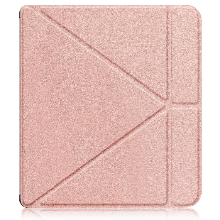 For Kobo Libra Colour 2024 Solid Color Deformation TPU Leather Smart Tablet Case(Rose Gold) - Others by buy2fix | Online Shopping UK | buy2fix