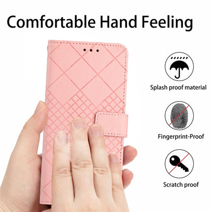 For Samsung Galaxy S25+ 5G Rhombic Grid Texture Leather Phone Case(Pink) - Galaxy S25+ 5G Cases by buy2fix | Online Shopping UK | buy2fix