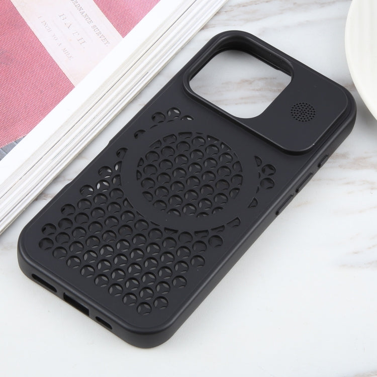 For iPhone 16 Pro Pure Color Honeycomb Aromatherapy MagSafe Phone Case(Black) - iPhone 16 Pro Cases by buy2fix | Online Shopping UK | buy2fix