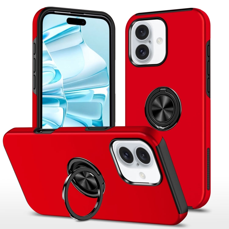 For iPhone 16 Magnetic Ring Holder Phone Case(Red) - iPhone 16 Cases by buy2fix | Online Shopping UK | buy2fix