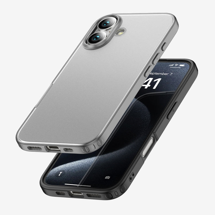 For iPhone 16 Armor Clear TPU Hard PC Phone Case(Matte Black) - iPhone 16 Cases by buy2fix | Online Shopping UK | buy2fix