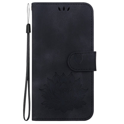 For Tecno Spark G0 2024 / Spark 20 Lotus Embossed Leather Phone Case(Black) - Tecno Cases by buy2fix | Online Shopping UK | buy2fix