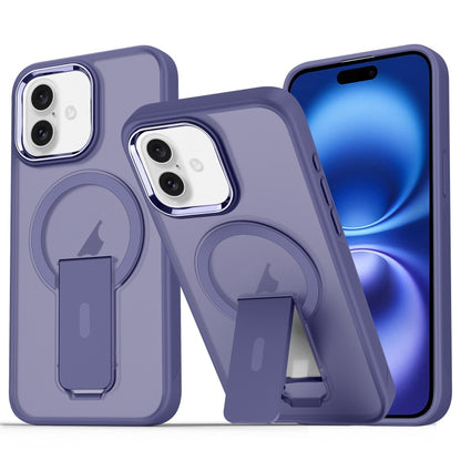 For iPhone 16 Acrylic Hybrid TPU MagSafe Holder Phone Case(Dark Night Purple) - iPhone 16 Cases by buy2fix | Online Shopping UK | buy2fix