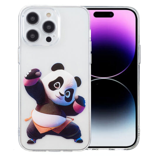 For iPhone 16 Pro Colored Drawing Pattern Transparent TPU Phone Case(Panda) - iPhone 16 Pro Cases by buy2fix | Online Shopping UK | buy2fix