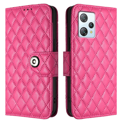 For Blackview A53 Rhombic Texture Flip Leather Phone Case with Lanyard(Rose Red) - More Brand by buy2fix | Online Shopping UK | buy2fix