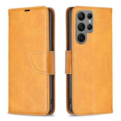 For Samsung Galaxy S25 Ultra 5G Lambskin Texture Pure Color Flip Leather Phone Case(Yellow) - Galaxy S25 Ultra 5G Cases by buy2fix | Online Shopping UK | buy2fix