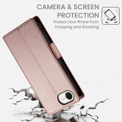 For iPhone SE 2024 Side Buckle Magnetic Frosted Leather Phone Case(Rose Gold) - More iPhone Cases by buy2fix | Online Shopping UK | buy2fix