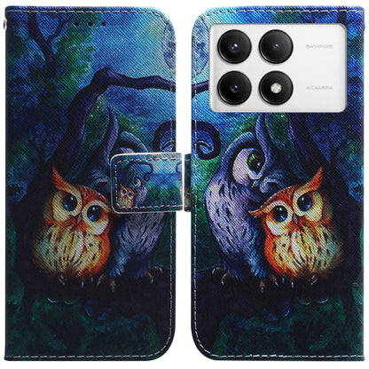 For Xiaomi Redmi K70 Pro / K70 Coloured Drawing Flip Leather Phone Case(Oil Painting Owl) - K70 Cases by buy2fix | Online Shopping UK | buy2fix