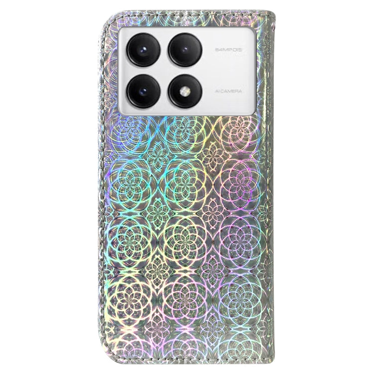 For Xiaomi Redmi K70 / K70 Pro Colorful Magnetic Buckle Leather Phone Case(Silver) - K70 Cases by buy2fix | Online Shopping UK | buy2fix