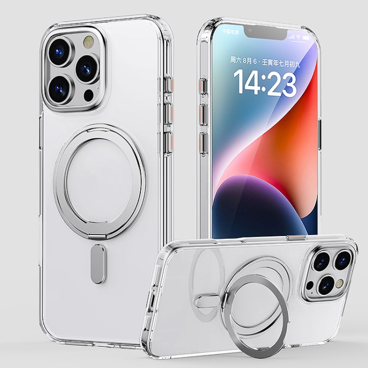 For iPhone 16 Pro Max 360 Rotating MagSafe Magnetic Frosted Phone Case(Transparent) - iPhone 16 Pro Max Cases by buy2fix | Online Shopping UK | buy2fix