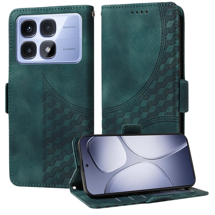 For Redmi K70 Ultra Embossed Rhombus Starry Leather Phone Case(Green) - Xiaomi Cases by buy2fix | Online Shopping UK | buy2fix