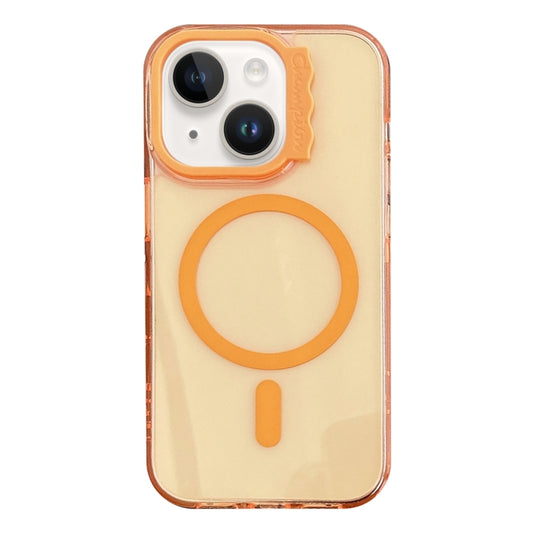 For iPhone 15 MagSafe Colorful Wavy Circle PC Hybrid TPU Phone Case(Orange) - iPhone 15 Cases by buy2fix | Online Shopping UK | buy2fix