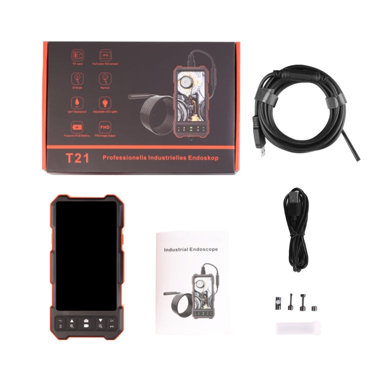 T21 4.5 inch IPS Color Screen 3.9mm Single Camera Split Hard Cable Industrial Endoscope, Length:5m(Black Red) -  by buy2fix | Online Shopping UK | buy2fix