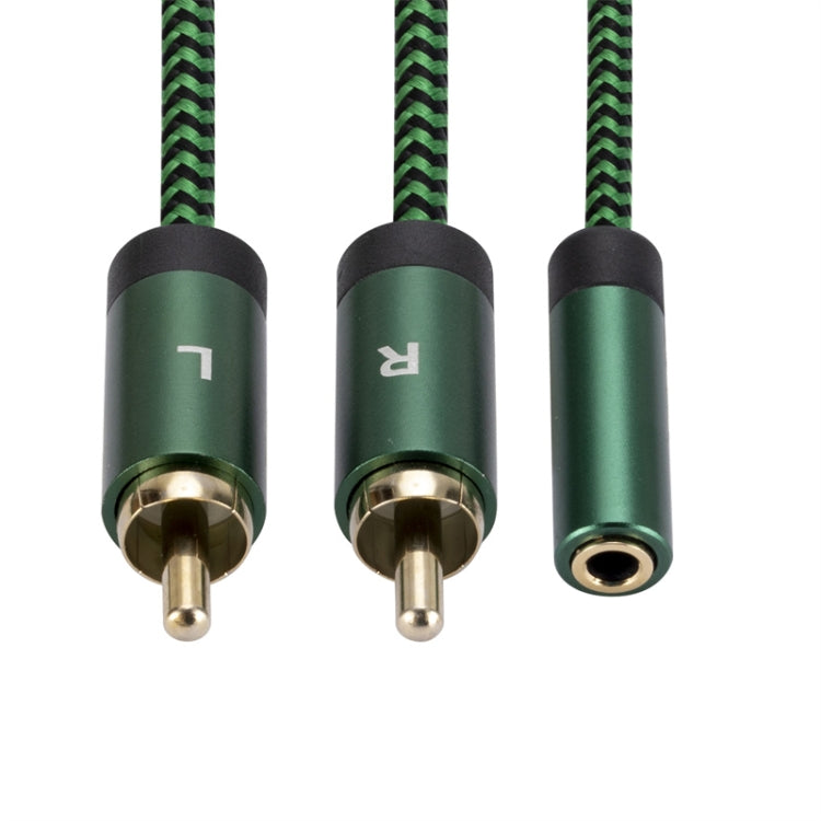 3.5mm Female to 2 RCA Male Audio Cable Amplifier Connector, Length:3m(Green) - RCA Cable by buy2fix | Online Shopping UK | buy2fix