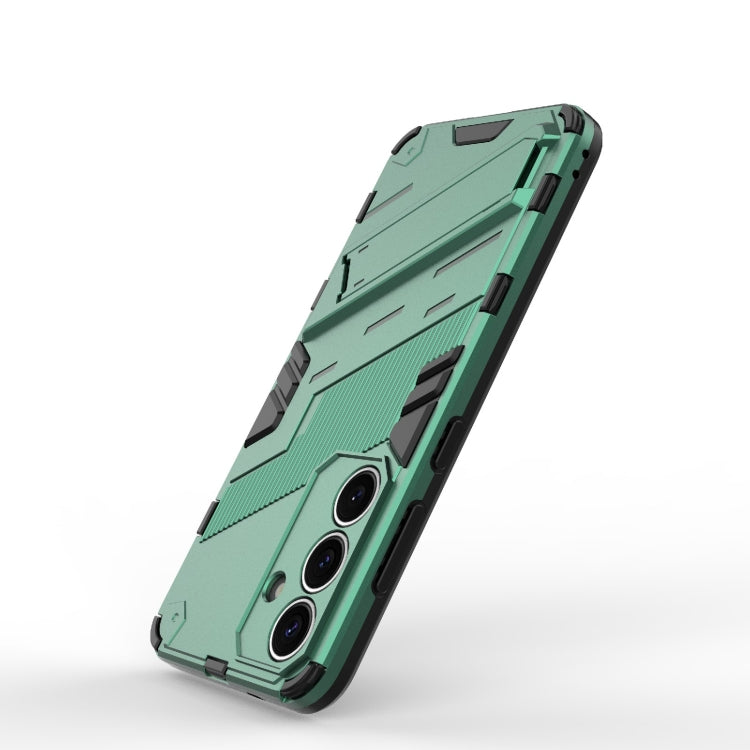 For Samsung Galaxy S25 5G Punk Armor 2 in 1 PC + TPU Shockproof Phone Case with Invisible Holder(Green) - Galaxy S25 5G Cases by buy2fix | Online Shopping UK | buy2fix