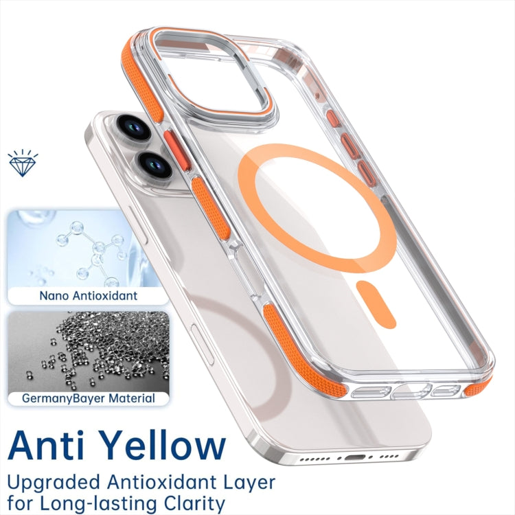 For iPhone 16 Plus Dual-Color Clear Acrylic Hybrid TPU Lens Flip Holder MagSafe Phone Case(Red) - iPhone 16 Plus Cases by buy2fix | Online Shopping UK | buy2fix