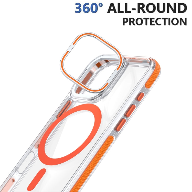 For iPhone 16 Pro Dual-Color Clear Acrylic Hybrid TPU Lens Flip Holder MagSafe Phone Case(Blue) - iPhone 16 Pro Cases by buy2fix | Online Shopping UK | buy2fix