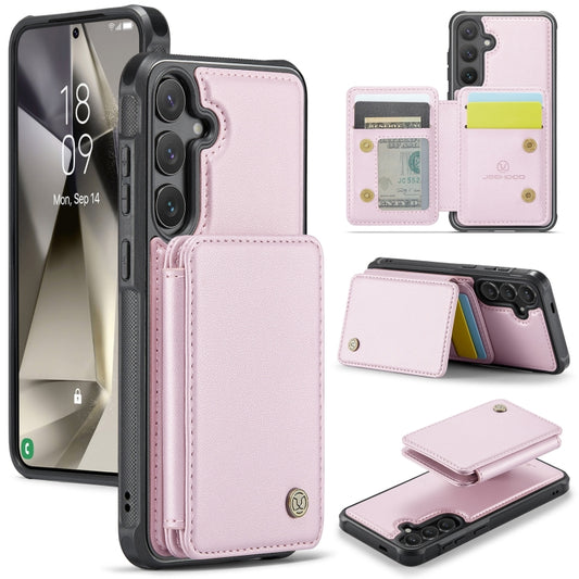 For Samsung Galaxy S24 5G JEEHOOD J05 Business Magnetic Style RFID Leather Phone Case(Pink) - Galaxy S24 5G Cases by JEEHOOD | Online Shopping UK | buy2fix