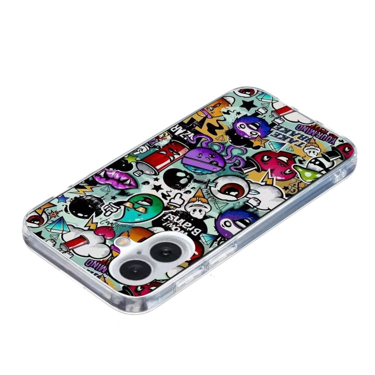 For iPhone 16 Plus Colored Drawing Pattern TPU Phone Case(Graffiti) - iPhone 16 Plus Cases by buy2fix | Online Shopping UK | buy2fix