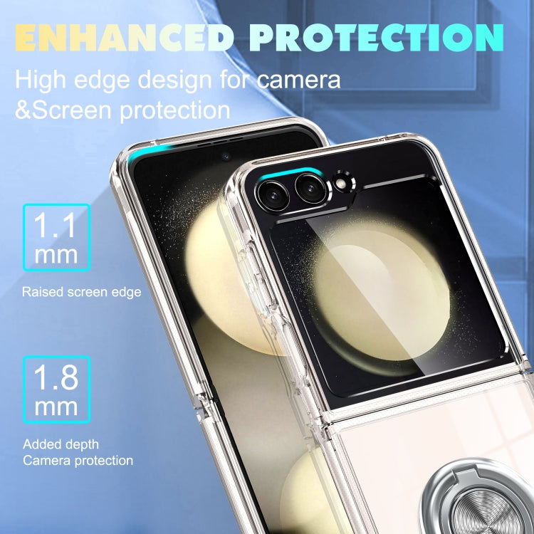 For Samsung Galaxy Z Flip3 5G MagSafe Transparent PC Folding Phone Case with Ring Holder - Galaxy Phone Cases by buy2fix | Online Shopping UK | buy2fix