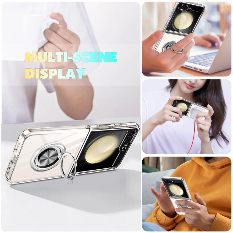 For Samsung Galaxy Z Flip3 5G MagSafe Transparent PC Folding Phone Case with Ring Holder - Galaxy Phone Cases by buy2fix | Online Shopping UK | buy2fix