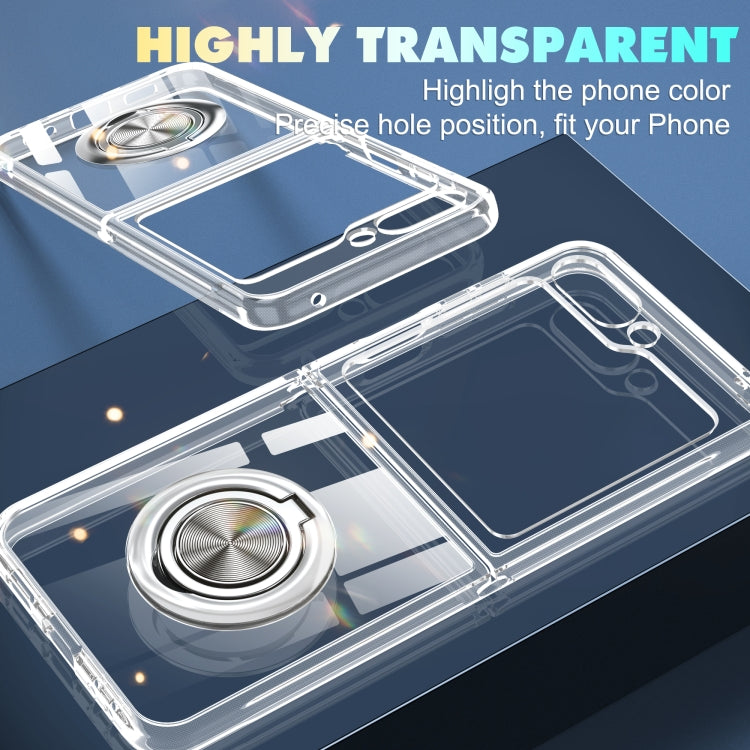 For Samsung Galaxy Z Flip3 5G MagSafe Transparent PC Folding Phone Case with Ring Holder - Galaxy Phone Cases by buy2fix | Online Shopping UK | buy2fix