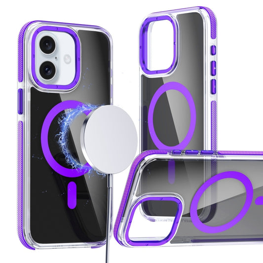 For iPhone 16 Magsafe Dual-Color Transparent Black Full Coverage Phone Case(Purple) - iPhone 16 Cases by buy2fix | Online Shopping UK | buy2fix