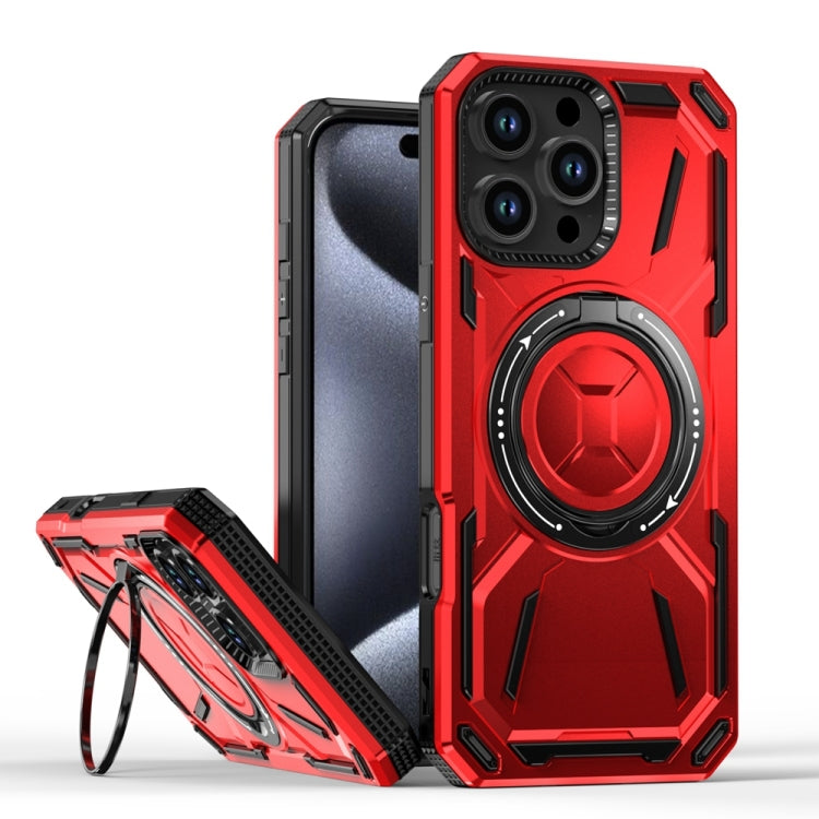 For iPhone 16 Pro Max Armor II Series MagSafe Magnetic Holder Phone Case(Red) - iPhone 16 Pro Max Cases by buy2fix | Online Shopping UK | buy2fix