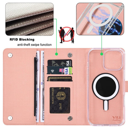 For iPhone 15 Pro ViLi GHB-C Series RFID MagSafe Magnetic Flip Leather Phone Case(Pink) - iPhone 15 Pro Cases by ViLi | Online Shopping UK | buy2fix