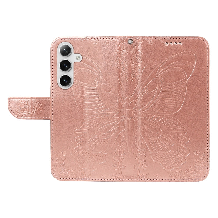 For Samsung Galaxy S25 / S24 5G Swallowtail Butterfly Embossed Leather Phone Case(Rose Gold) - Galaxy S25 5G Cases by buy2fix | Online Shopping UK | buy2fix