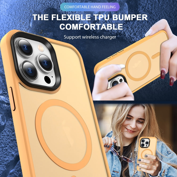 For iPhone 14 MagSafe Magnetic Skin Feel Frosted Phone Case(Orange) - iPhone 14 Cases by buy2fix | Online Shopping UK | buy2fix