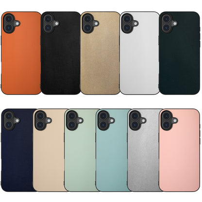 For iPhone 16 Plus PU Leather Black Frame Full Coverage Phone Case(White) - iPhone 16 Plus Cases by buy2fix | Online Shopping UK | buy2fix